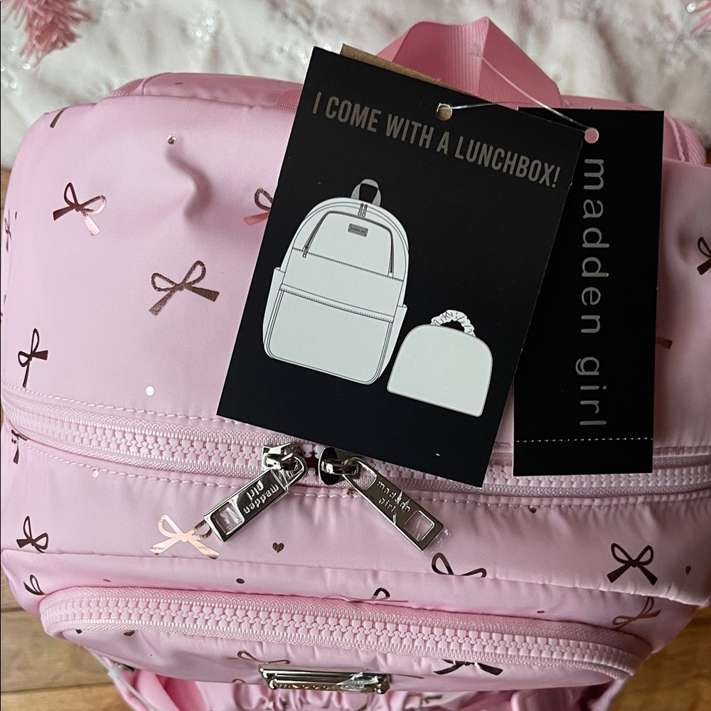 Madden Girl Pink Backpack with Bow Accents - Picture 2 of 7